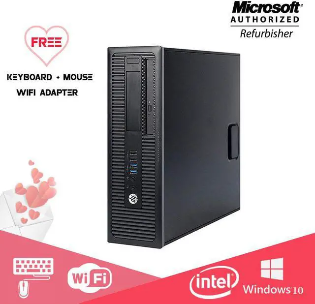 Main image of HP ProDesk 600 G1 SFF Computer Intel Core i5 4570 8GB 256GB SSD DVD Windows 10 Home  New Keyboard, Mouse,Power cord,WiFi Adapter
