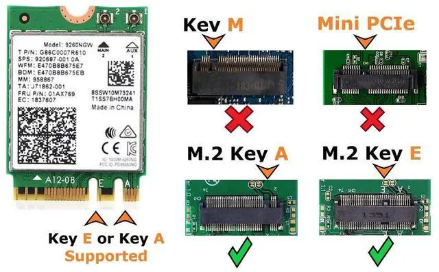 Alt view image 3 of 7 - Desktop Wireless Network M.2 WiFi Card to PCIe 1X Adapter Converter with Bluetooth-compatible Cable