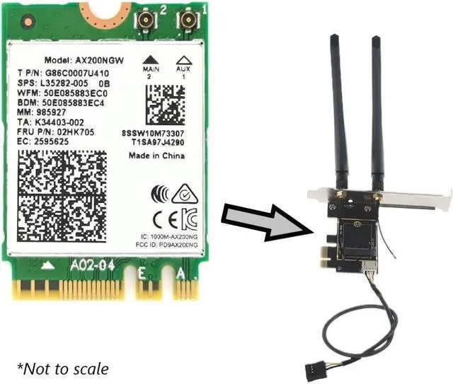 Alt view image 2 of 7 - AX200 Desktop Wi-Fi Kit | 2.4 Gbps | Bluetooth 5.2 Support | PCIe x4 | Wi-Fi 6 Wireless-AX No vPro AX200NGW