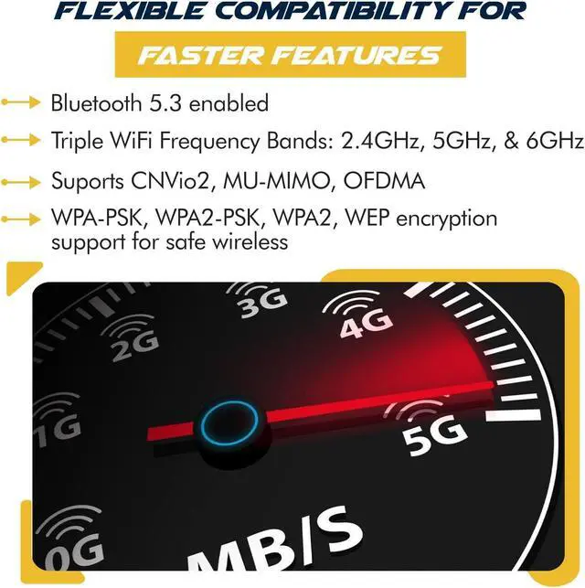 Alt view image 6 of 7 - Bulk Pack 100CT: AX1675i Killer Series Upgraded WiFi 6E Adapter | Gaming WiFi Adapter | CNVio2 M.2 Wifi Card | 2.4 Gbps WiFi for PC | Bluetooth 5.3 Support | Requires Intel 11th+ Gen CPU