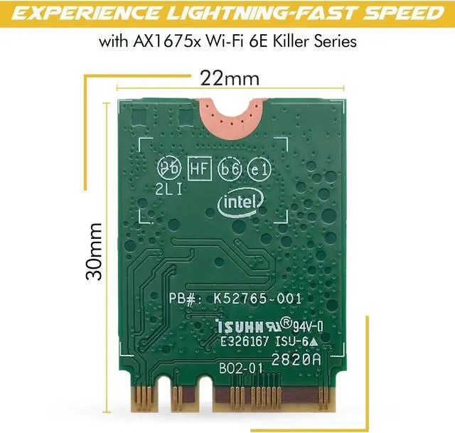 Alt view image 2 of 7 - HighZer0 Electronics AX1675x Killer Series Upgraded WiFi 6E Adapter | Gaming WiFi Adapter | M.2 Wifi Card | 2.4 Gbps WiFi for PC | Supports Bluetooth 5.3 & Intel, AMD with Windows 10+, Linux