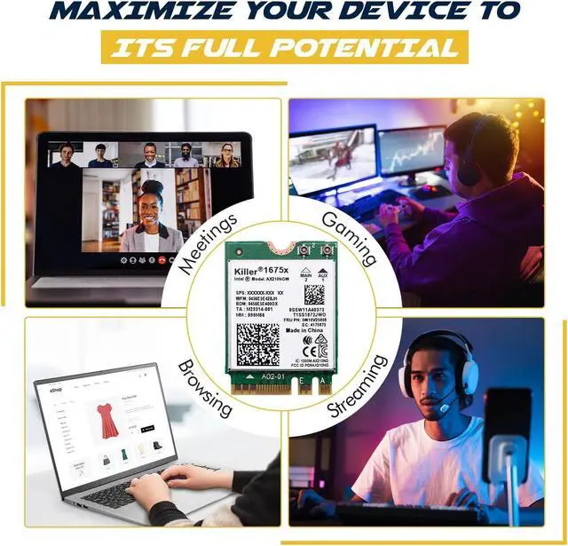 Alt view image 7 of 7 - HighZer0 Electronics AX1675x Killer Series Upgraded WiFi 6E Adapter | Gaming WiFi Adapter | M.2 Wifi Card | 2.4 Gbps WiFi for PC | Supports Bluetooth 5.3 & Intel, AMD with Windows 10+, Linux
