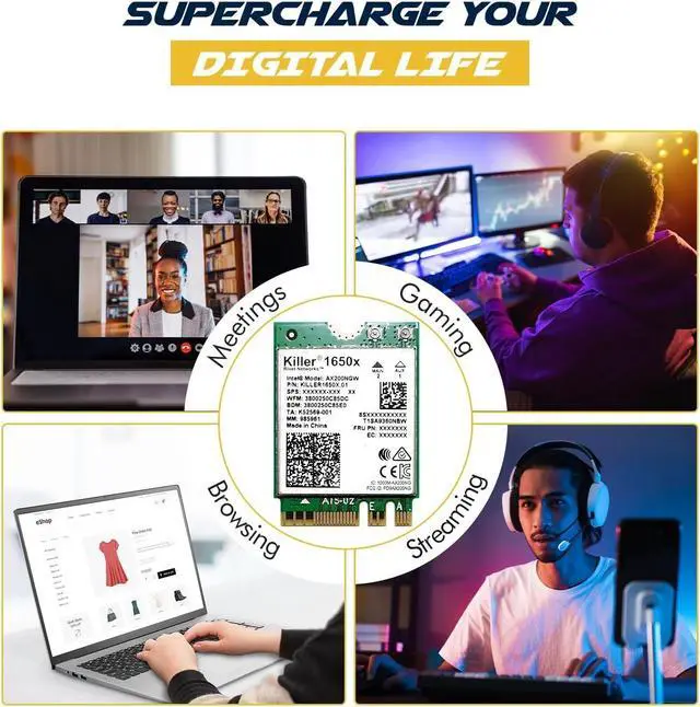 Alt view image 7 of 7 - HighZer0 Electronics AX1650x Killer Series WiFi 6 Upgrade | Gaming WiFi Adapter | M.2 Wifi Card for PC | 2.4 Gbps WiFi for PC | Supports Bluetooth 5.2 & Intel, AMD, Windows 10+, Linux