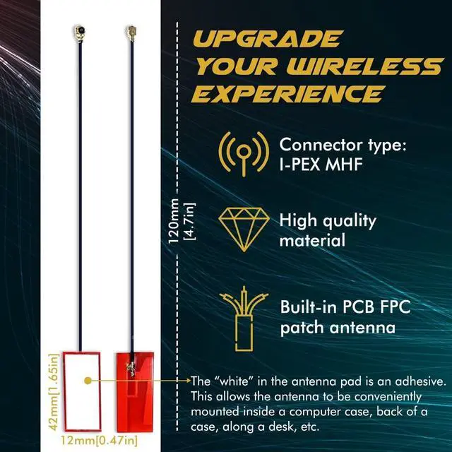 Alt view image 4 of 7 - Set of 2x 2.4 GHz 5 GHz Antenna High Gain for WiFi 5 & 6 Adapters Laptops Notebooks & Desktops 2.4G 5G