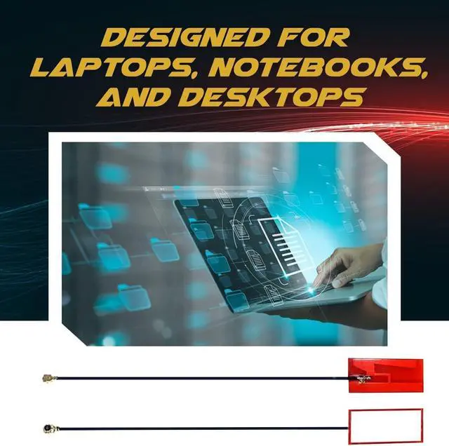 Alt view image 3 of 7 - WiFi Antenna for PC, Laptop, Desktop & Motherboard | 2.4GHz/5GHz/6GHz | 1st Generation U.FL (Compatible with MHF1) Connectors on Mini PCIe Wi-Fi Cards | 2-Pack 10cm (4in)