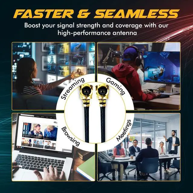Alt view image 6 of 7 - WiFi Antenna for PC, Laptop, Desktop & Motherboard | 2.4GHz/5GHz/6GHz | 1st Generation U.FL (Compatible with MHF1) Connectors on Mini PCIe Wi-Fi Cards | 2-Pack 10cm (4in)
