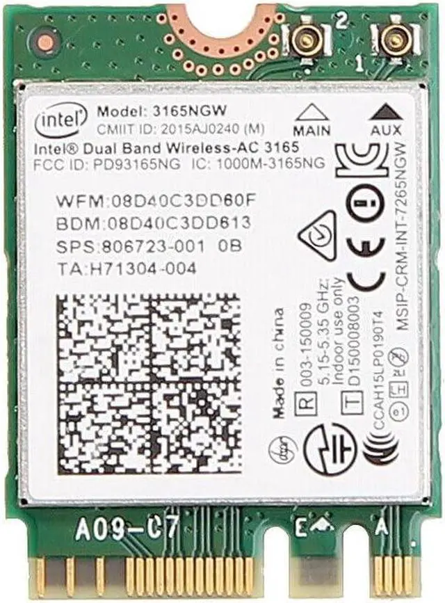 Main image of Legacy M.2 Wi-Fi Adapter for Intel 3165 Wireless-AC | 433Mbps WiFi with Bluetooth 4.0 | 2.4GHz & 5GHz Network Card | Works with Intel, AMD, Linux & Windows | 3165NGW Wireless Adapter