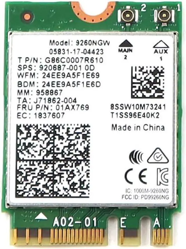 Alt view image 2 of 3 - 9260NGW Intel M.2 2230 1.73GBPS PCI-E USB Wifi 5 Bluetooth 5.1 Card G86C0007R610 Laptop Wireless Cards - Wifi