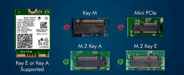 Alt view image 6 of 8 - wifi card compatiable with intel wirelessnetwork card 9560ac, 9560ngw,ac 9560, m.2 2230, 2x2 ac+bt, gigabit, no vpro ngff key e m2:cnvio