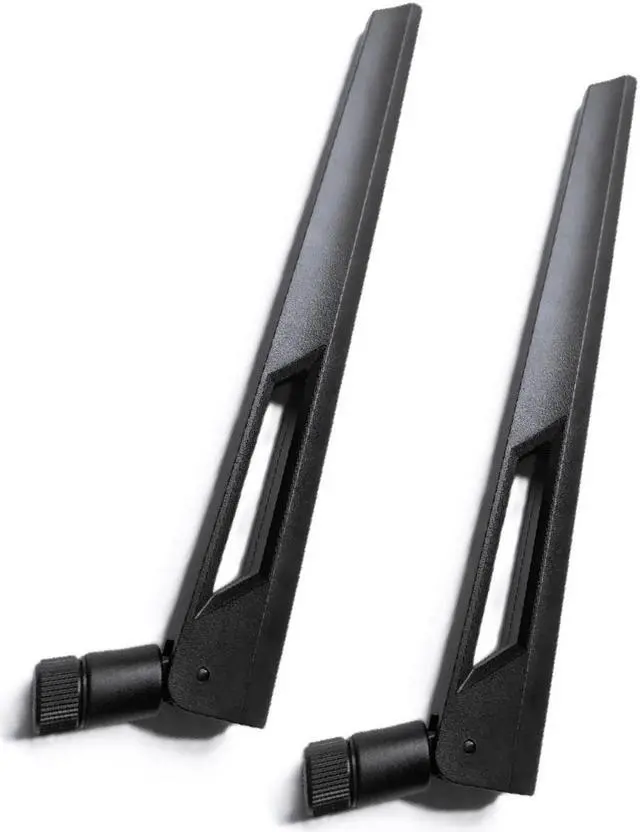 Main image of Black and Black 10dBi Dual Band Signal Booster Wi-Fi Antennas (2.4GHz/5GHz-5.8GHz) with RP-SMA Male Connector for Wireless Camera, Router, Hotspot - 2 Pack
