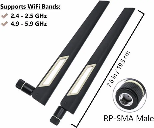 Alt view image 2 of 4 - 10dBi Tri-Band Adjustable External WiFi Antenna Pair | RP-SMA Black/Bronze