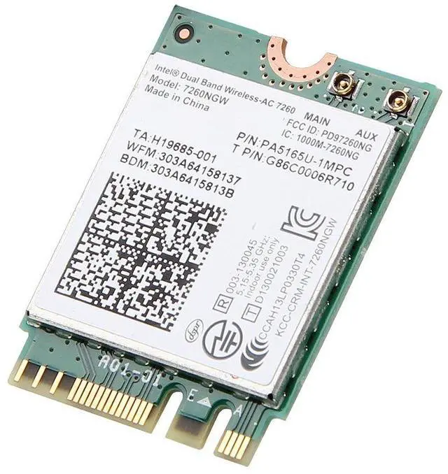 Main image of Intel Dual Band Wireless-ac 7260 7260ngw Ngff Pcie Bluetooth Bt Wireless WiFi Card 802.11 Ac a B G N Kttyn for Dell Laptop