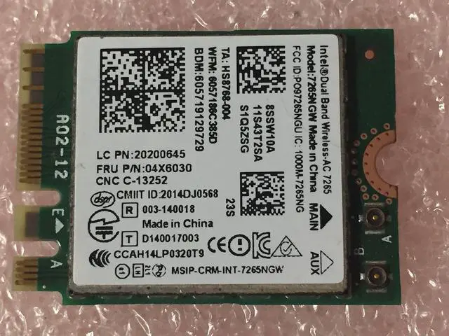 Main image of Dual Band Wireless-Ac 7265 7265NgW WiFi Plus 40 BT Bluetooth Adapter card up to 867M for Lenovo Thinkpad FRU 04X6030 00JT469 00JT464