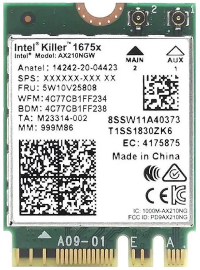 Main image of Killer Wi-Fi 6E AX1675x Tri Band AX210 M.2 2230 Bluetooth 5.3 WiFi Card (Single Pack)