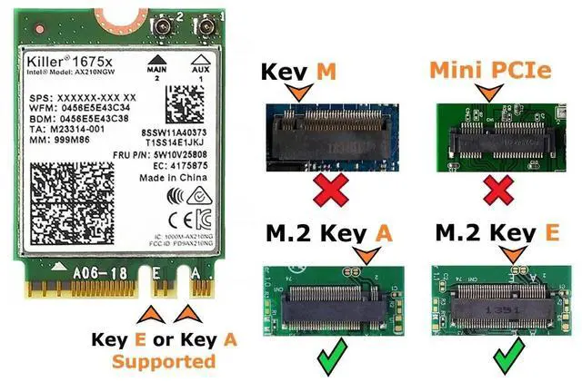 Alt view image 2 of 2 - Killer Wi-Fi 6E AX1675x Tri Band AX210 M.2 2230 Bluetooth 5.3 WiFi Card (Single Pack)