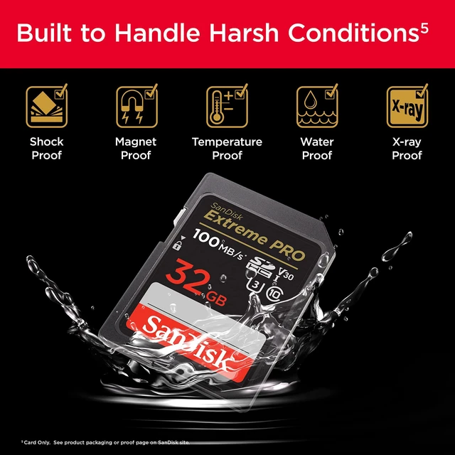 Alt view image 5 of 6 - SanDisk 32GB Extreme PRO SDHC UHS-I Memory Card - C10, U3, V30, 4K UHD, SD Card - SDSDXXO-032G-GN4IN