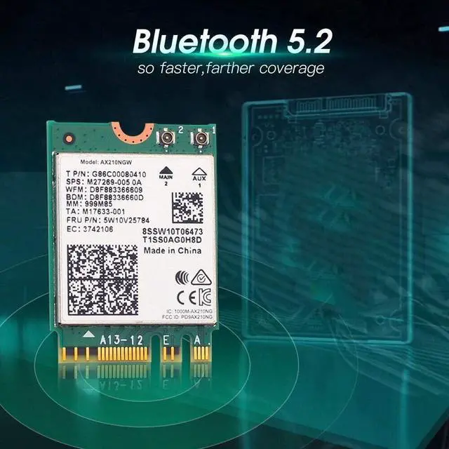 Alt view image 3 of 6 - digiparts ax210ngw wifi card, wifi 6e ax210ngw m.2 2230 wireless wifi card bt5.2 802.11ax tri-band 160mhz 2x2 mu-mimo ax210 3000mbps ngff, support windows 10 64bit, m.2/ngff