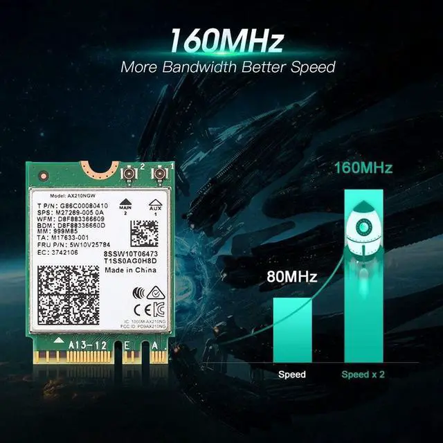 Alt view image 6 of 6 - digiparts ax210ngw wifi card, wifi 6e ax210ngw m.2 2230 wireless wifi card bt5.2 802.11ax tri-band 160mhz 2x2 mu-mimo ax210 3000mbps ngff, support windows 10 64bit, m.2/ngff