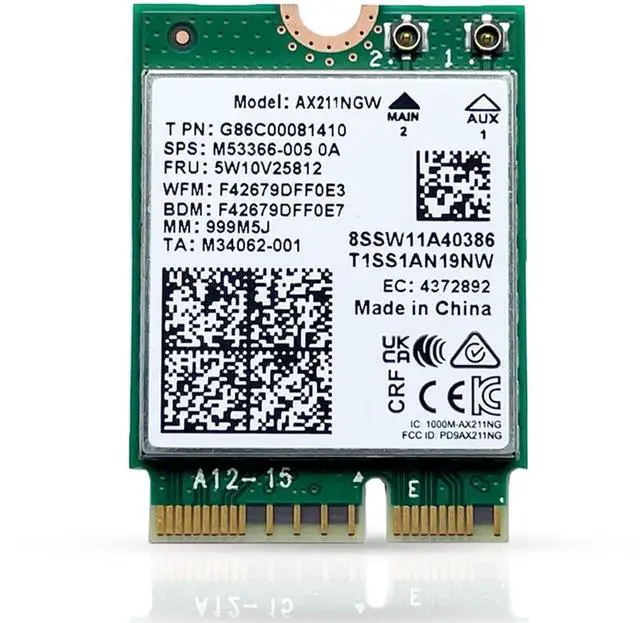 Main image of AX211 WIFI 6E CNVio2 Adapter w/Tri Band 2.4 | 5 | & 6GHz AX211NGW 2.4Gbps 802.11ax Wireless CRF Card Bluetooth 5.3 Compatible No vPro