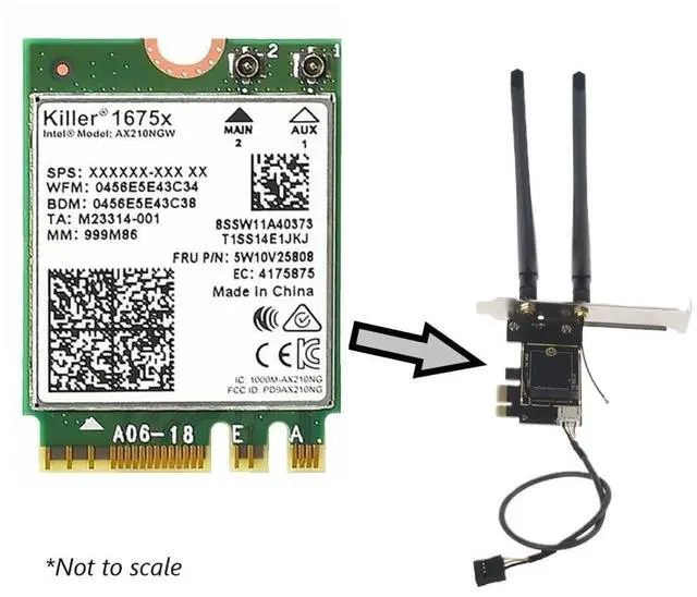 Alt view image 2 of 7 - AX1675x Killer Series Desktop Wi-Fi 6E Kit | 2.4 Gbps | Bluetooth 5.3 Support | PCIe x4 | Tri Band 2.4/5/6 GHz No vPro AX210.NGWG.NVX