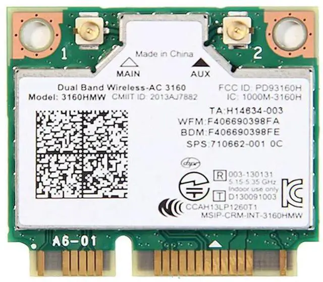 Main image of HighZer0 Electronics Wireless-AC 3160 Half Mini PCIe Network Card | 433 Mbps with Bluetooth 4.0 Support | HMC WLAN Replacement Part 3160.HMWG Wi-Fi Card 3160HMW