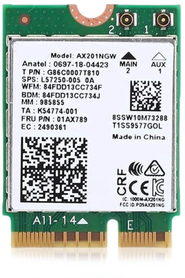 Main image of HighZer0 Electronics AX201 WiFi 6 Card | Dual Band Wi-Fi | 2.4 Gbps | CNVio2 M.2 Wifi Card for PC | Supports Bluetooth 5.2 | Requires Intel 10th+ Gen CPU with Windows 10+ or Linux | AX201NGW