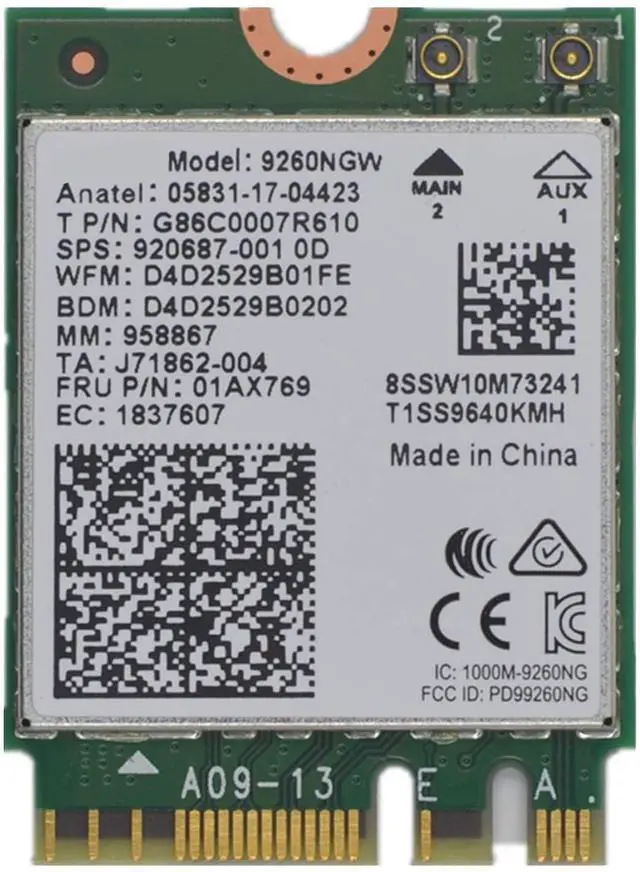 Alt view image 4 of 7 - 9260NGW WiFi Card,Dual Band Wireless- 9260AC AC 9260 NGFF WiFi Card M.2 NGFF 2.4/5GHz(160Mhz) Bluetooth 5.0 Wireless WiFi Card 1.73Gbps Gigabit