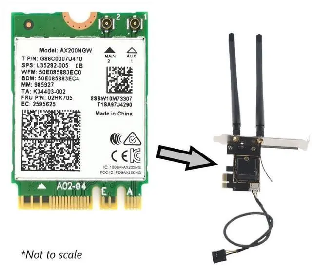 Alt view image 2 of 7 - AX200 Desktop Wi-Fi Kit | 2.4 Gbps | Bluetooth 5.2 Support | PCIe x4 | Wi-Fi 6 Wireless-AX No vPro AX200NGW