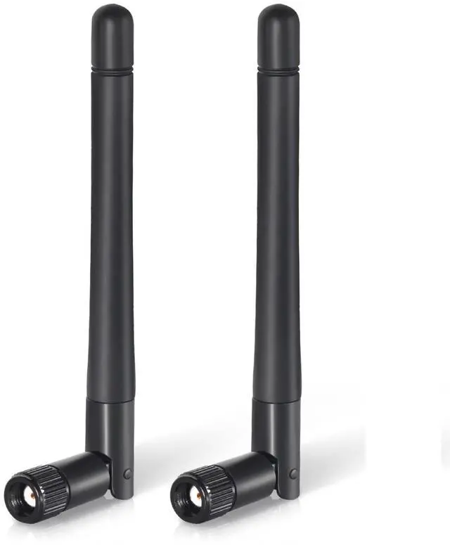 Main image of Black 3dBi Dual Band Signal Booster Mini Wi-Fi Antennas (2.4GHz/5GHz-5.8GHz) with RP-SMA Male Connector for Wireless Camera, Router, Hotspot - 2 Pack