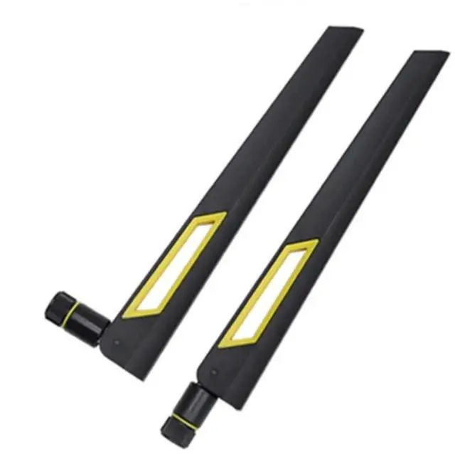 Main image of Black and Gold 10dBi Dual Band Signal Booster Wi-Fi Antennas (2.4GHz/5GHz-5.8GHz) with RP-SMA Male Connector for Wireless Camera, Router, Hotspot - 2 Pack
