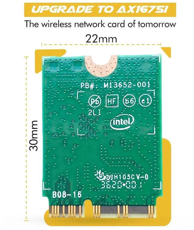 Alt view image 2 of 7 - HighZer0 Electronics AX1675i Killer Series Upgraded WiFi 6E Adapter | Gaming WiFi Adapter | CNVio2 M.2 Wifi Card | 2.4 Gbps WiFi for PC | Bluetooth 5.3 Support | Requires Intel 11th+ Gen CPU