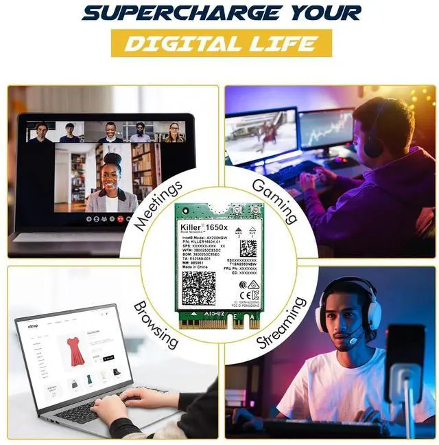 Alt view image 7 of 7 - HighZer0 Electronics AX1650x Killer Series WiFi 6 Upgrade | Gaming WiFi Adapter | M.2 Wifi Card for PC | 2.4 Gbps WiFi for PC | Supports Bluetooth 5.2 & Intel, AMD, Windows 10+, Linux