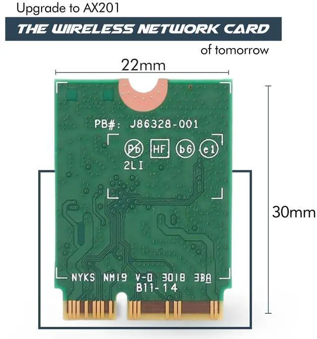 Alt view image 2 of 7 - HighZer0 Electronics AX201 WiFi 6 Card | Dual Band Wi-Fi | 2.4 Gbps | CNVio2 M.2 Wifi Card for PC | Supports Bluetooth 5.2 | Requires Intel 10th+ Gen CPU with Windows 10+ or Linux | AX201NGW