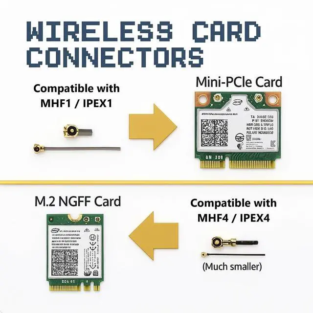 Alt view image 5 of 7 - WiFi Antenna for PC Desktop Laptop Motherboard | 1-Pair 50cm (20in) | Internal Antenna Cables Compatible with MHF4, IPEX4 & 4th Gen U.FL | For M.2 NGFF WiFi Cards AX200 AX210 BE200