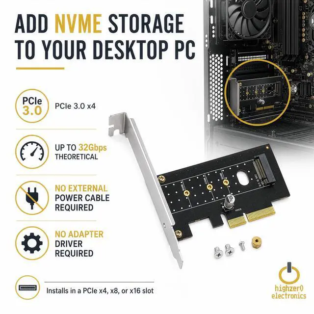 Alt view image 2 of 7 - M.2 NVMe SSD NGFF to PCIE X4 Adapter M Key Interface Card Support PCI-e PCI Express 3.0 x4 2230-2280 Size M2 SSD M2 PCIE Adapter