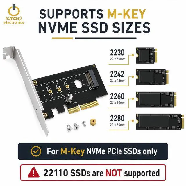 Alt view image 3 of 7 - M.2 NVMe SSD NGFF to PCIE X4 Adapter M Key Interface Card Support PCI-e PCI Express 3.0 x4 2230-2280 Size M2 SSD M2 PCIE Adapter