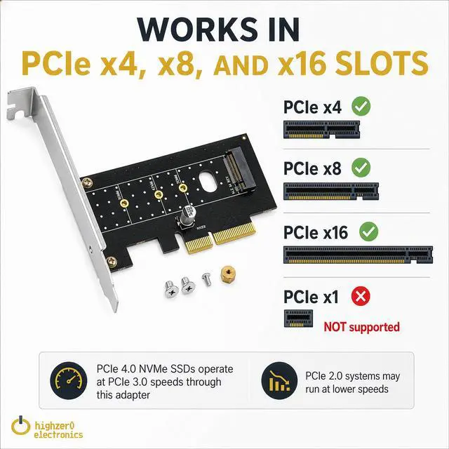 Alt view image 5 of 7 - M.2 NVMe SSD NGFF to PCIE X4 Adapter M Key Interface Card Support PCI-e PCI Express 3.0 x4 2230-2280 Size M2 SSD M2 PCIE Adapter