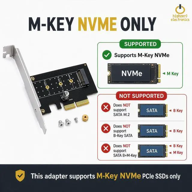 Alt view image 4 of 7 - M.2 NVMe SSD NGFF to PCIE X4 Adapter M Key Interface Card Support PCI-e PCI Express 3.0 x4 2230-2280 Size M2 SSD M2 PCIE Adapter