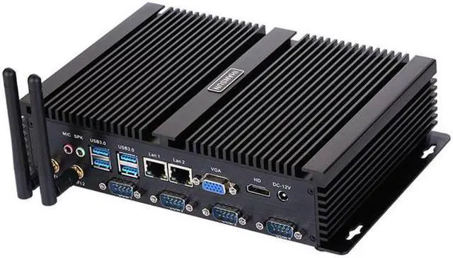 Alt view image 3 of 3 - Fanless Industrial PC, Mini Computer, Intel Core I5 3317U, HUNSN IM02, Windows XP / 11 or Linux Ubuntu, WiFi, BT, VGA, HDMI, 2 x LAN, 4 x COM RS232, 4 x USB2.0, 4 x USB3.0, 8G RAM, 256G SSD