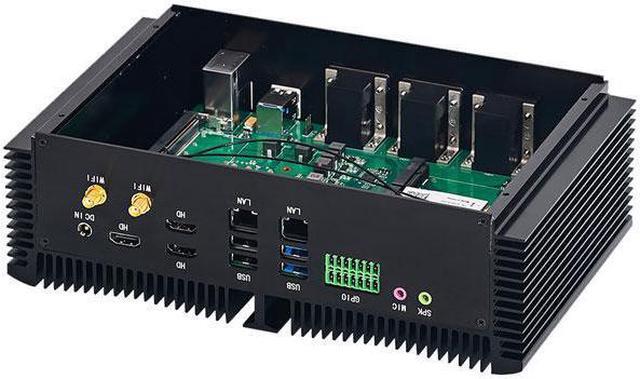 Alt view image 4 of 4 - HUNSN Fanless Industrial Computer, IPC, Mini PC, I7 9750H, IM11, Windows 11 / Linux Ubuntu, 6 x COM, PS/2, 4 x USB3.0, 4 x USB2.0, GPIO, 2 x LAN, 3 x HDMI, 0 RAM, 0 Storage, Barebone No System