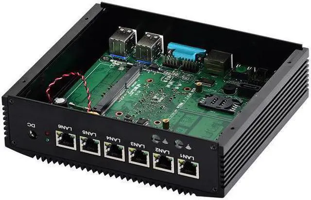 Alt view image 4 of 4 - HUNSN Firewall Micro Appliance, Pfsense, Mikrotik, OPNsense, VPN, Router PC, Core I5 8260U / 8265U, RM02, 6 x 2.5GbE LAN, AES-NI, HDMI, SIM Slot, DDR4 16G RAM, 128G SSD