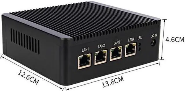 Alt view image 4 of 4 - Micro Firewall Appliance, HUNSN NRC01, Intel Quad Core J1900, Mini PC, Pfsense, Mikrotik, OPNsense, Untangle, VPN, Router PC, 4 x Intel I211 Lan, 2 x USB, HDMI, VGA, SIM Slot, 4G RAM, 64G SSD