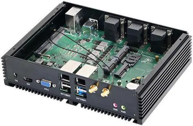 Alt view image 3 of 4 - HUNSN Industrial Computer, IPC, Fanless Mini PC, I7 6500U 7560U, IM07, Windows 11 / Linux Ubuntu, GPIO, Watchdog, WOL, SIM Slot, WiFi, BT, 2 x LAN, 6 x COM, 0 RAM, 0 Storage, Barebone No System