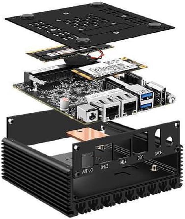 Alt view image 6 of 6 - HUNSN Micro Firewall Appliance, Mini PC, Intel Celeron N3050, RJ13, pFsense, Mikrotik, OPNsense, Untangle, VPN, Router PC, AES-NI, 2 x Realtek RTL8111H LAN, HDMI, 2 x USB3.0, 2G RAM, 32G SSD