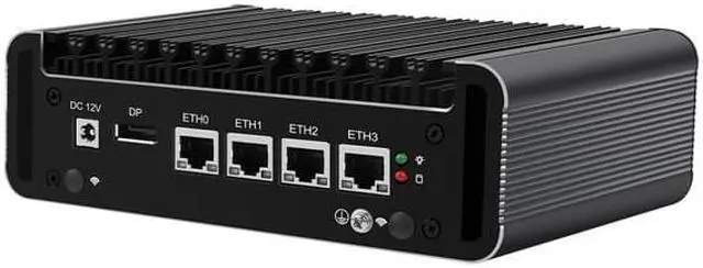 Alt view image 3 of 4 - Micro Firewall Appliance, Mini PC, pFsense Plus, Celeron J4125, HUNSN RJ21, Mikrotik, OPNsense, VPN, Router PC, AES-NI, 4 x 2.5GbE I226-V, DP, HDMI, Console, 8G RAM, 512G SSD