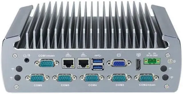Main image of Fanless Industrial Computer, Mini PC, I5 6200U, HUNSN IX06, 4PIN Phoenix, 10PIN GPIO Phoenix, HDMI, VGA, 2 x LAN, 6 x COM, 2 x SIM Slot, 9 to 36V, Barebone, NO RAM, NO Storage, NO System
