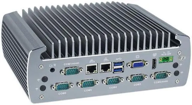 Alt view image 3 of 4 - Fanless Industrial Computer, Mini PC, I5 6200U, HUNSN IX06, 4PIN Phoenix, 10PIN GPIO Phoenix, HDMI, VGA, 2 x LAN, 6 x COM, 2 x SIM Slot, 9 to 36V, Barebone, NO RAM, NO Storage, NO System
