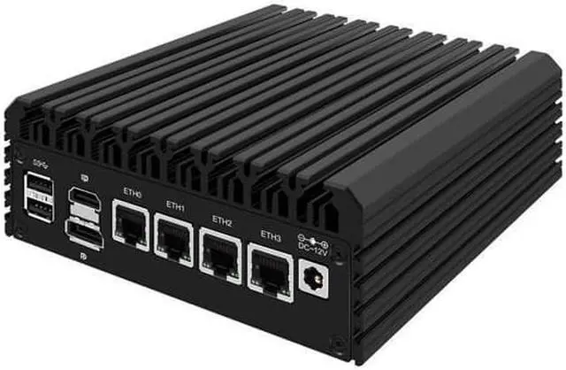Alt view image 3 of 7 - Micro Firewall Appliance, Mini PC, Intel Alder Lake-N 12th Gen N200, HUNSN RJ34, VPN, Router PC, GPIO, TF Slot, HDMI, DP, 4 x 2.5GbE I226-V, Barebone, NO RAM, NO Storage, NO System