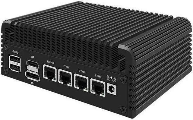 Alt view image 3 of 4 - Micro Firewall Appliance, Mini PC, Intel Alder Lake-N 12th Gen N200, HUNSN RJ35, pFsense Plus, Mikrotik, OPNsense, VPN, Router PC, GPIO, TF Slot, HDMI, DP, 4 x 2.5GbE I226-V, 32G DDR5 RAM, 256G SSD