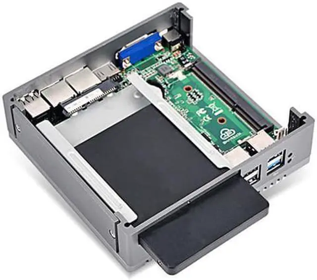 Alt view image 5 of 7 - Fanelss Rugged Mini PC, Intel Celeron N2940, HUNSN BH10, Desktop Palm Computer, Windows 11 Pro or Linux Ubuntu, PXE, WOL Support, 2 x HDMI, 2 x LAN, 4 x USB2.0, 2 x USB3.0, 8G RAM, 128G SSD